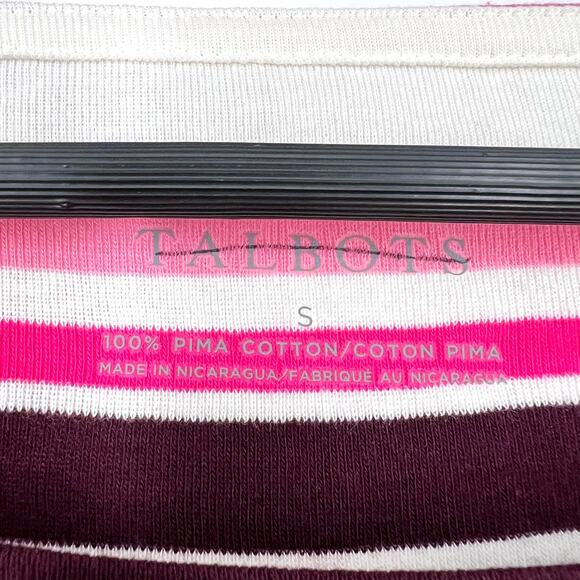 Talbots Sz Small Soft Pink Yellow Colorful Blouse Shirt Top 3/4 Sleeve Tropical - Picture 2 of 7